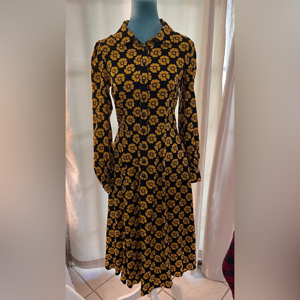 Collectif  Black and Yellow Dress sz XXS UK6 / US2